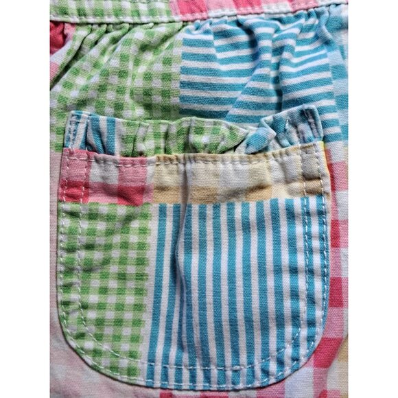 OshKosh BGosh Patchwork Overalls Dress 18M Multicolor Pastel Cotton Toddler Girl - Picture 4 of 8